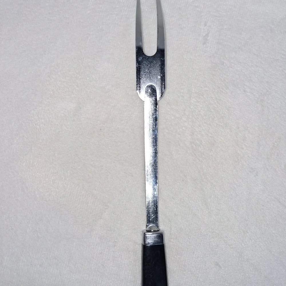 Vintage ECKO Meat Fork Made In USA Black Handle Retro Kitchen Cooking Tool